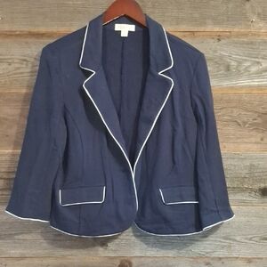 Studio Dark Blue Blazer with White Piping #1